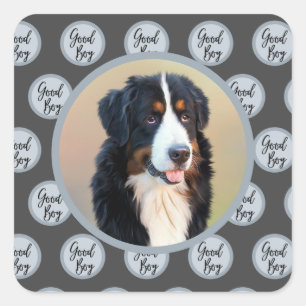 Pegatina Cuadrada Crea tu propio retrato Mascota foto gris moderno