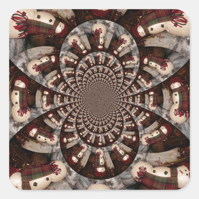 Pegatina Cuadrada Crea tu propio y maravilloso muñeco de nieve (Anverso)