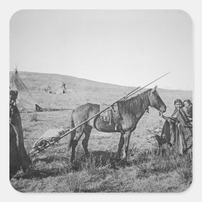 Pegatina Cuadrada Creados nativos americanos del oeste de Canadá, c. (Anverso)