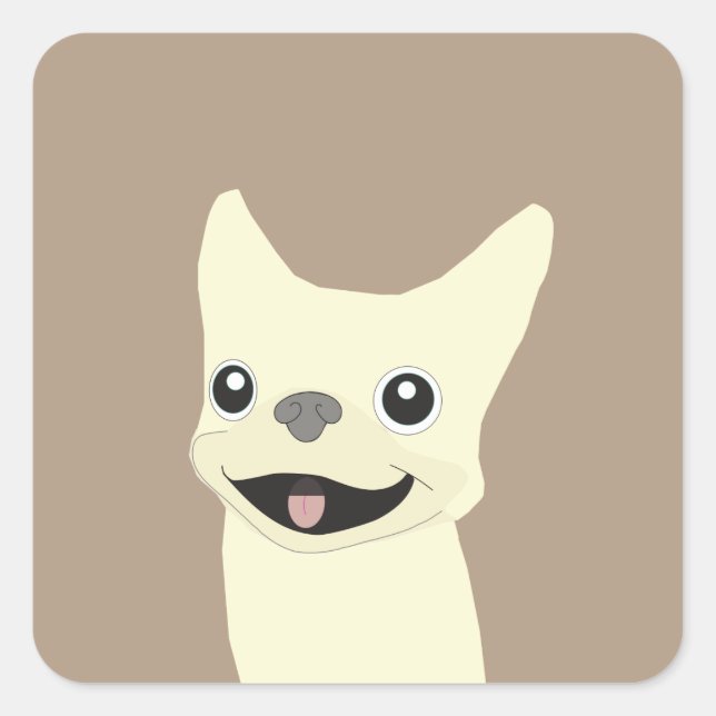 Pegatina Cuadrada Cream French Bulldog, Warm Taupe (Anverso)