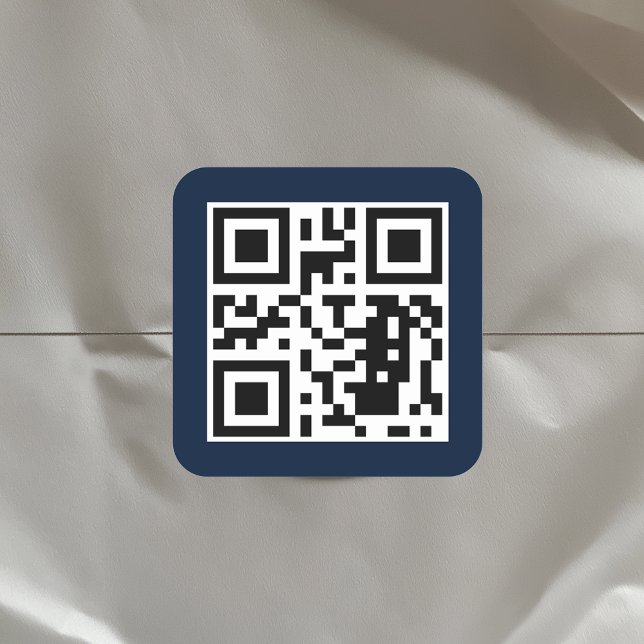 Pegatina Cuadrada Crear el código QR de su Personalizado Azul de la  (QR Code Square Navy Blue Sticker)