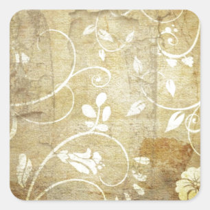 Pegatina Cuadrada Crear regalos personalizados Plantilla de flor de 