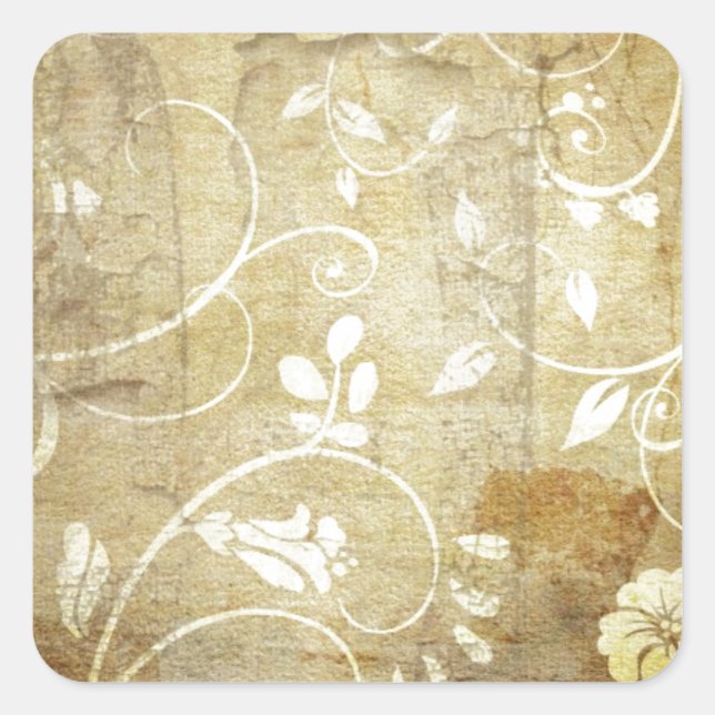 Pegatina Cuadrada Crear regalos personalizados Plantilla de flor de  (Anverso)