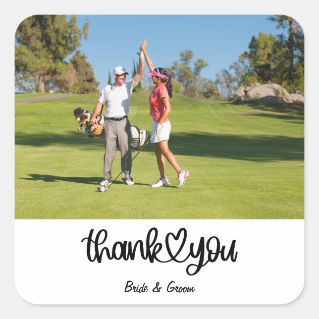 Pegatina Cuadrada Crear su propio Boda de agradecimiento (Anverso)