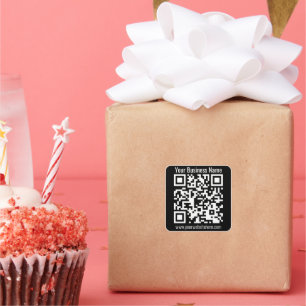 Pegatina Cuadrada Crear su propio código QR con borde   Blanco y neg