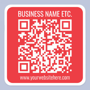 Pegatina Cuadrada Crear su propio código QR instantáneamente   Rojo 