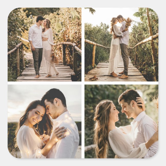 Pegatina Cuadrada Crear su propio Collage de fotos de 4 (Anverso)