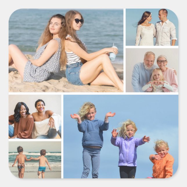 Pegatina Cuadrada Crear su propio Collage de fotos de 6 (Anverso)