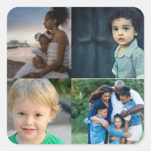 Pegatina Cuadrada Crear su propio Collage de fotos Personalizado 4