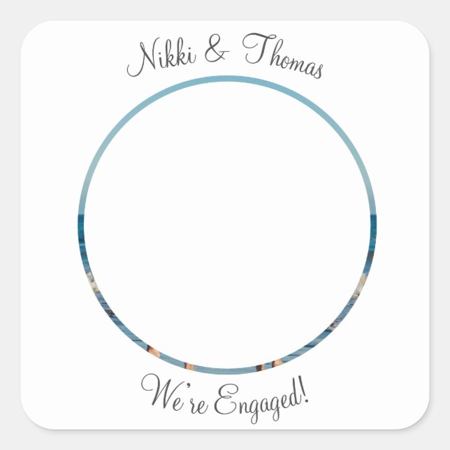 Pegatina Cuadrada Crear su propio guión de nombre de compromiso de f (Anverso)