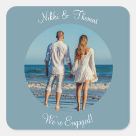 Pegatina Cuadrada Crear su propio guión de nombre de compromiso de f