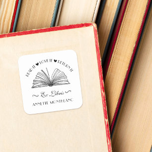 Pegatina Cuadrada Crear su propio nombre personalizado Ex Libris Boo