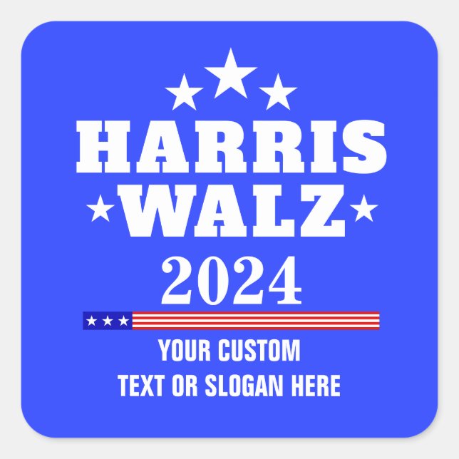 Pegatina Cuadrada Crear tu propio Harris Walz 2024 (Anverso)