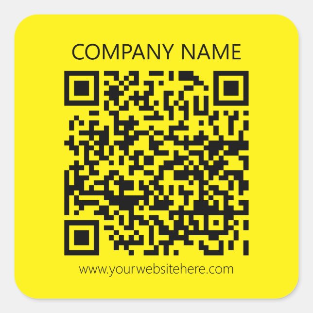 Pegatina Cuadrada Crear un código QR | Fácilmente visto en amarillo  (Anverso)