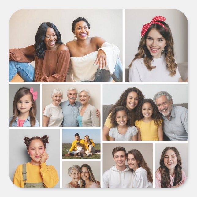 Pegatina Cuadrada Create Your Own 10 Photo Collage (Anverso)