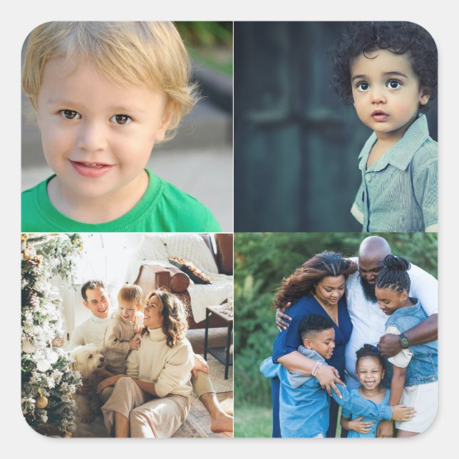 Pegatina Cuadrada Create Your Own 4 Photo Collage (Anverso)