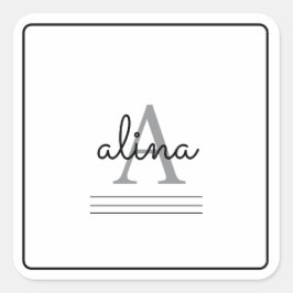 Pegatina Cuadrada Create Your Own Personalize Monogram