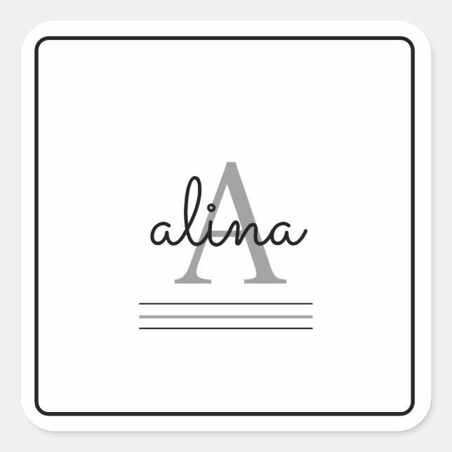 Pegatina Cuadrada Create Your Own Personalize Monogram (Anverso)