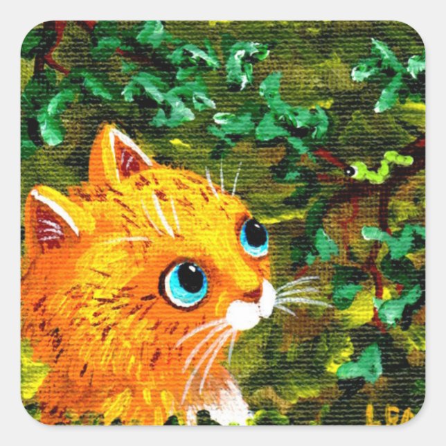 Pegatina Cuadrada Creationarts Pegatinas de gatos naranjas (Anverso)