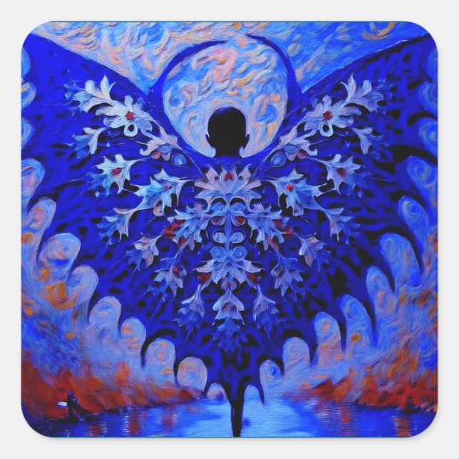 Pegatina Cuadrada Creatividad del Ala del Barco con esparadrapo azul (Anverso)