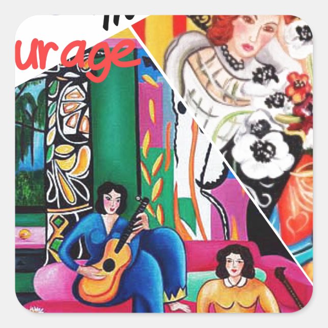 Pegatina Cuadrada Creatividad del collage de la pintura de Matisse (Anverso)