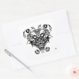 Pegatina Cuadrada Creatura (cara como fantasía)