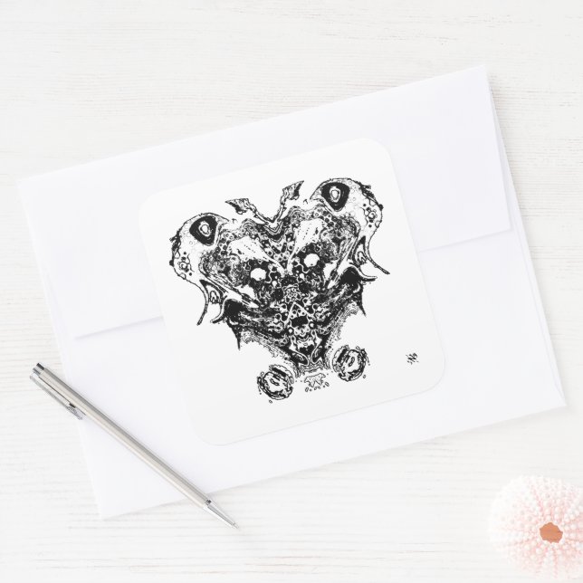 Pegatina Cuadrada Creatura (cara como fantasía) (Sobre)