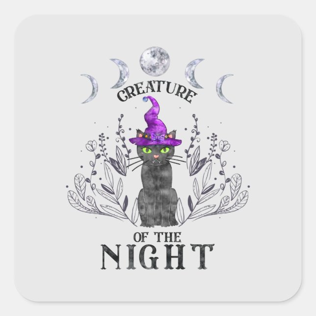 Pegatina Cuadrada Creatura de la noche (Anverso)