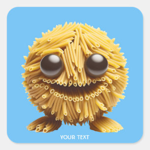 Pegatina Cuadrada Creatura sonriente de la pasta dulce y grata