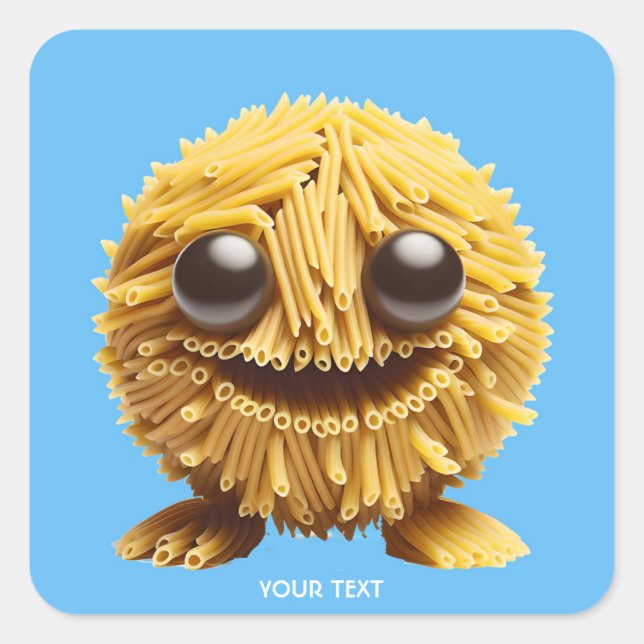 Pegatina Cuadrada Creatura sonriente de la pasta dulce y grata (Anverso)