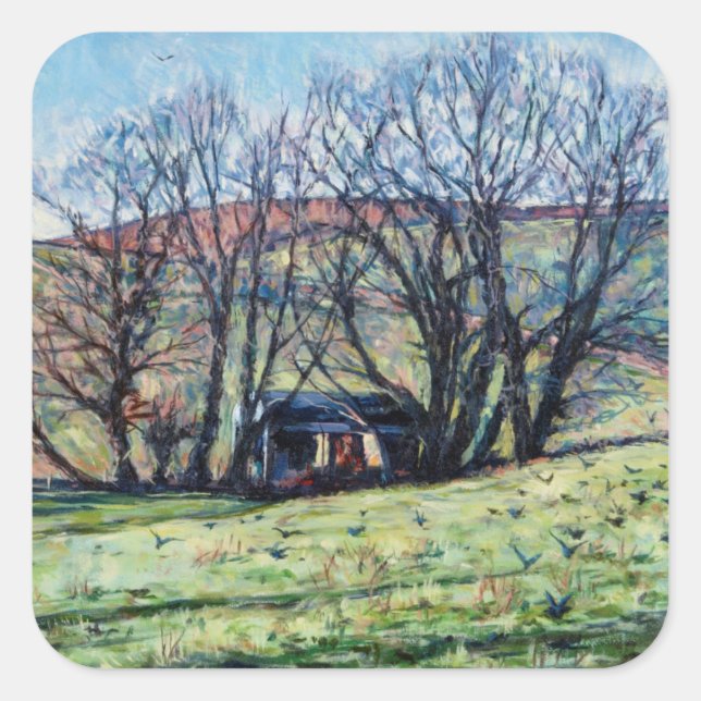 Pegatina Cuadrada Crece de los cultivos en 2009 (Anverso)