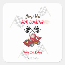 Pegatina Cuadrada Crecer dos veloces cumpleaños