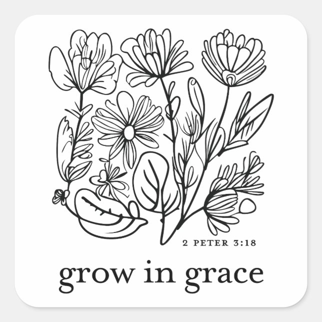 Pegatina Cuadrada Crecer en Grace (Anverso)