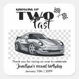 Pegatina Cuadrada Crecer hasta el 2° cumpleaños del coche de raza mo