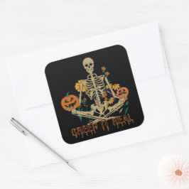 Pegatina Cuadrada CREEP IT VERDADERO miedo Halloween skeletkin calab