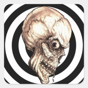 PEGATINA CUADRADA CREEPY SKULL