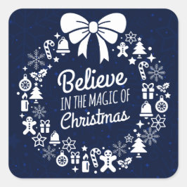 Pegatina Cuadrada Creer En La Magia De Los Iconos Navidades