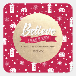 Pegatina Cuadrada Creer en la magia de los Navidades