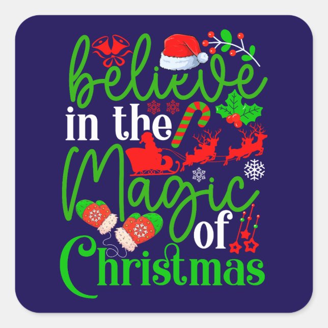 Pegatina Cuadrada Creer En La Magia De Los Navidades-82307 (Anverso)