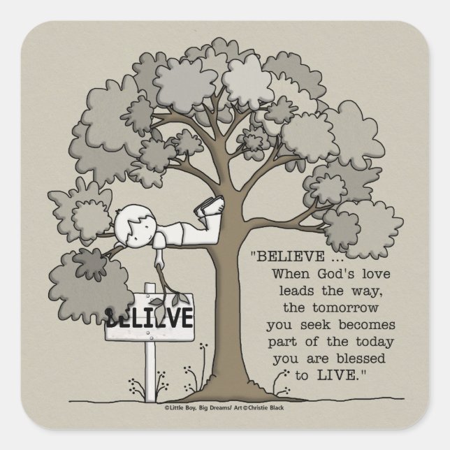 PEGATINA CUADRADA CREER PARA VIVIR (Anverso)