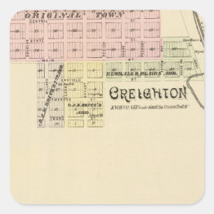 Pegatina Cuadrada Creighton y Niobrara occidental, Nebraska