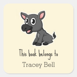 Pegatina Cuadrada Crema de burro gris suave