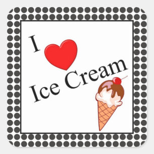 Pegatina Cuadrada Crema de hielo del corazón
