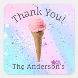 Pegatina Cuadrada Crema de hielo Género Revelación Gracias Chica