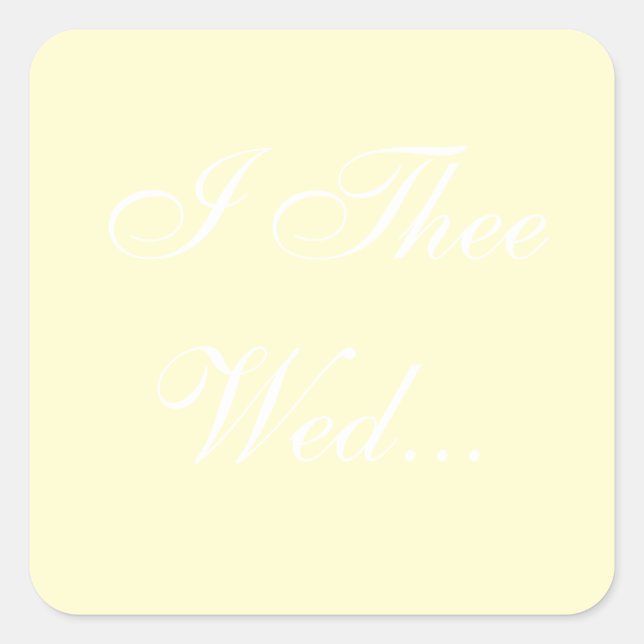 Pegatina Cuadrada Crema de invitaciones de boda (Anverso)
