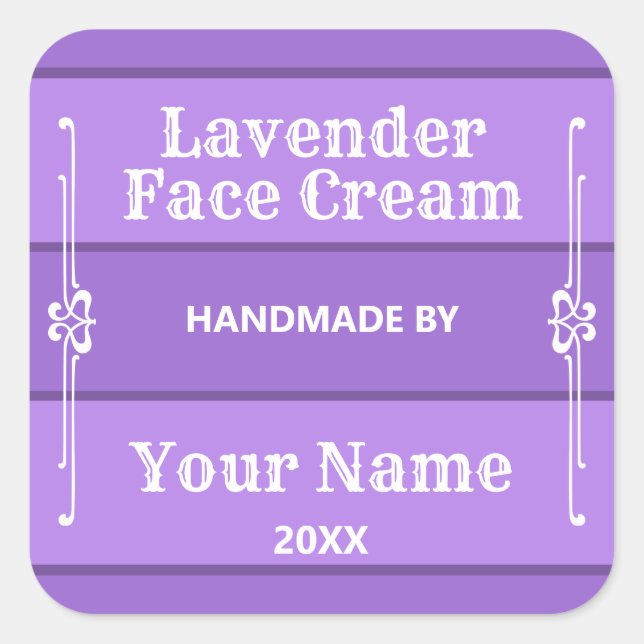 Pegatina Cuadrada Crema facial de lavanda personalizada (Anverso)