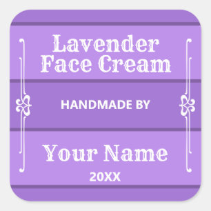 Pegatina Cuadrada Crema facial de lavanda personalizada