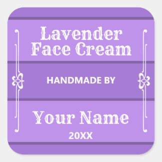 Pegatina Cuadrada Crema facial de lavanda personalizada