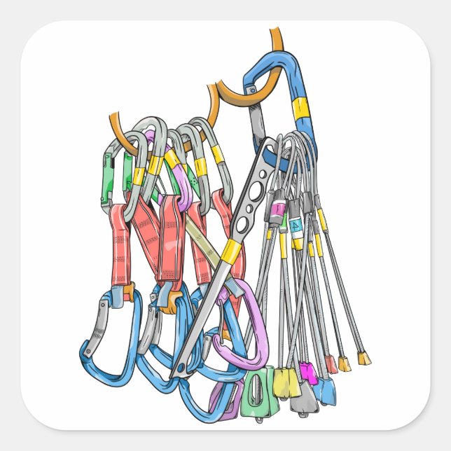 Pegatina Cuadrada Cremallera de escalada o trineos rápidos y alambre (Anverso)