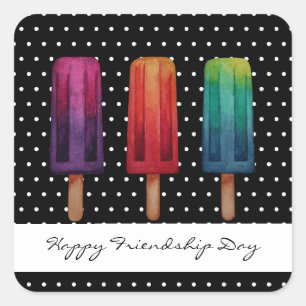 Pegatina Cuadrada Cremas de hielo acuáticas cúrcules popsicas